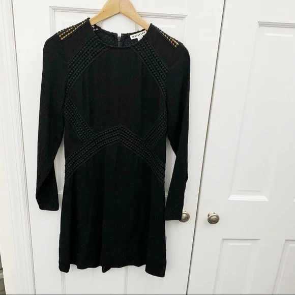 whistles black lace dress Whistles Lace-Embroidered Crepe Mini Dress In Black - 50% Off